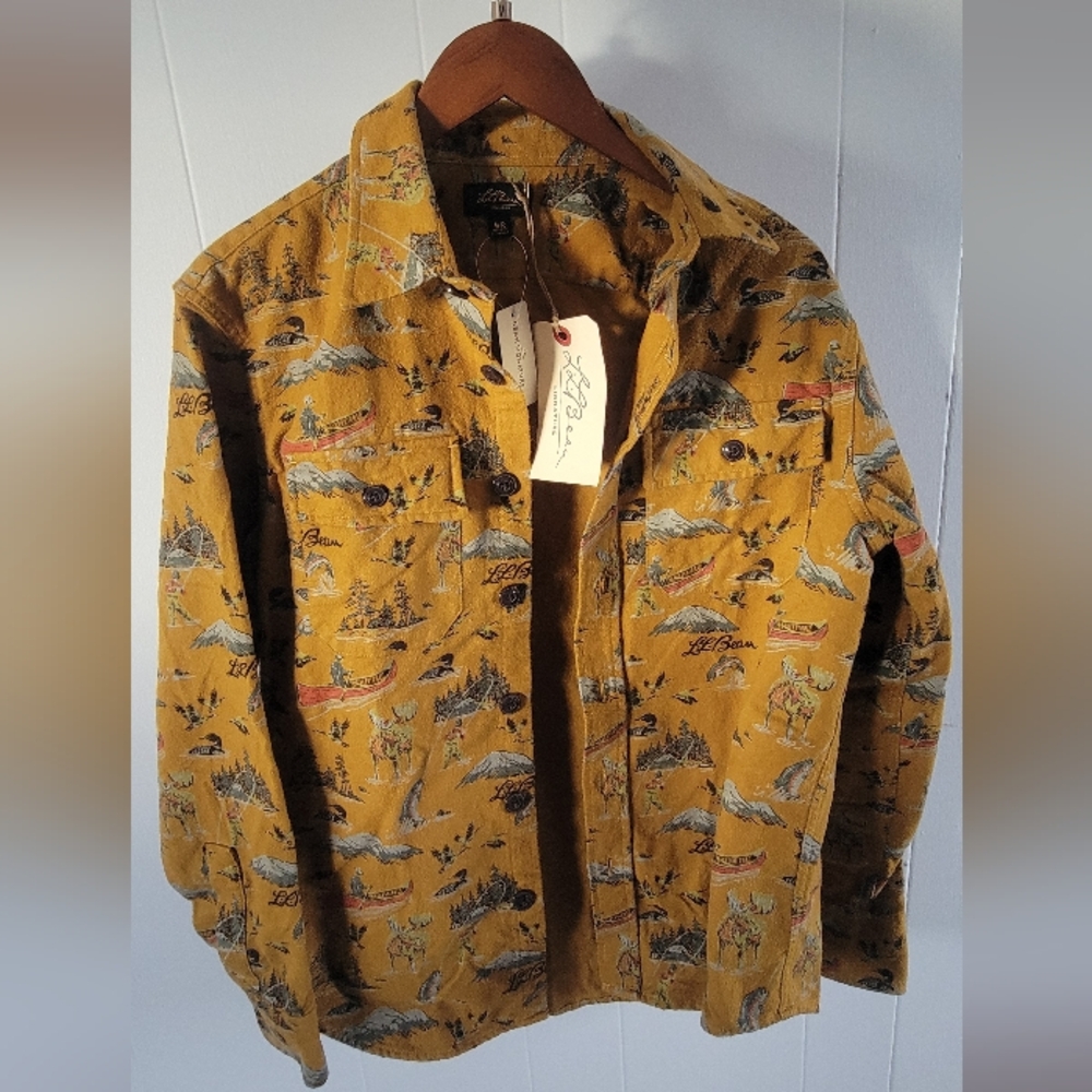 L.L. Bean Men's Mustard Patterned Shirt Jacket